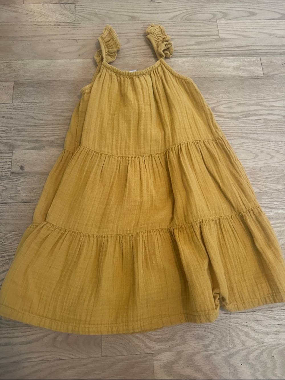 GAP Girls' Mustard Tiered Ruffle-strap Dress